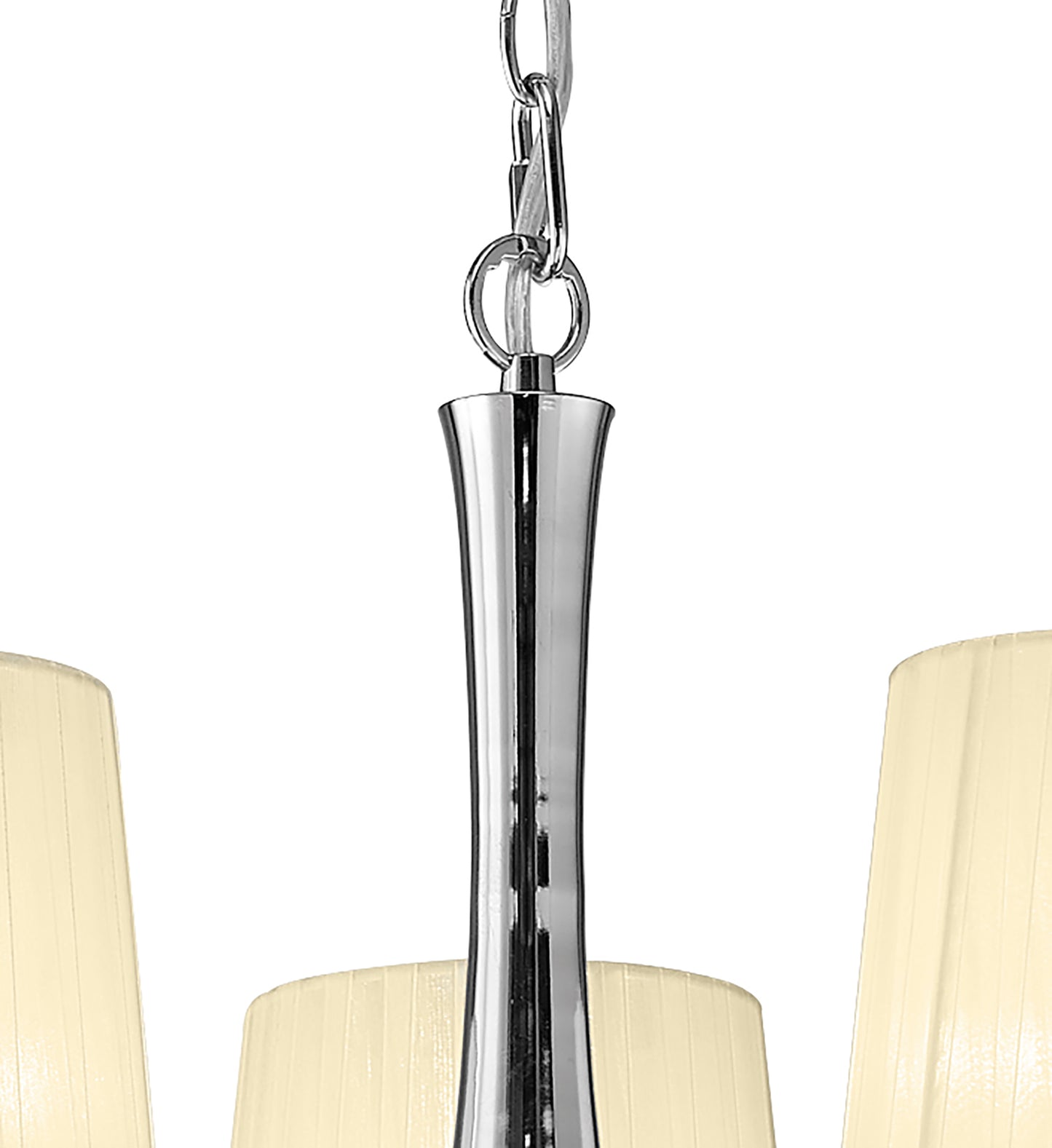 Loewe Pendant 5 Light E14, Polished Chrome With Cream Shades by Mantra