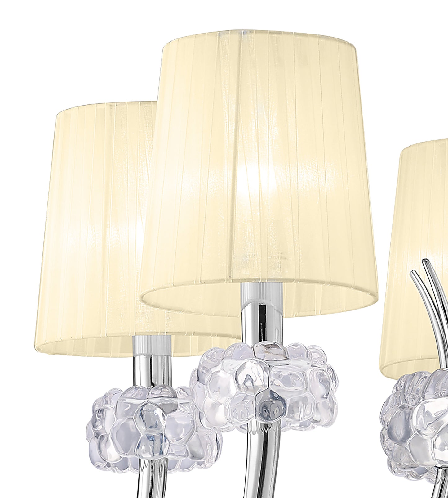 Loewe Pendant 5 Light E14, Polished Chrome With Cream Shades by Mantra