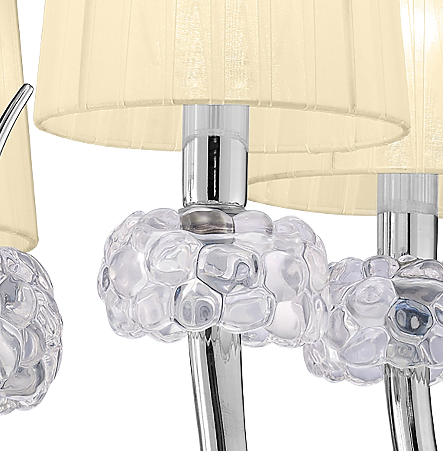 Loewe Pendant 5 Light E14, Polished Chrome With Cream Shades by Mantra