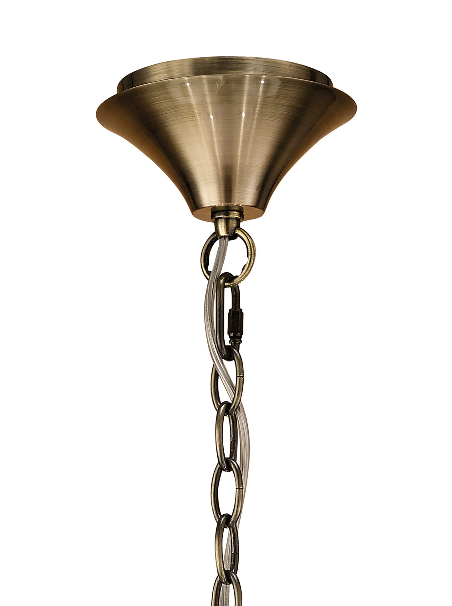 Loewe Slim Pendant 5 Light E14, Antique Brass With Cream Shades by Mantra