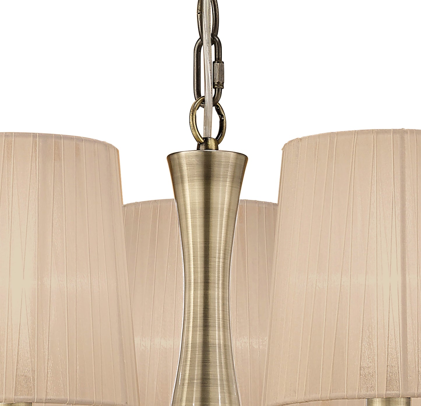 Loewe Slim Pendant 5 Light E14, Antique Brass With Soft Bronze Shades by Mantra