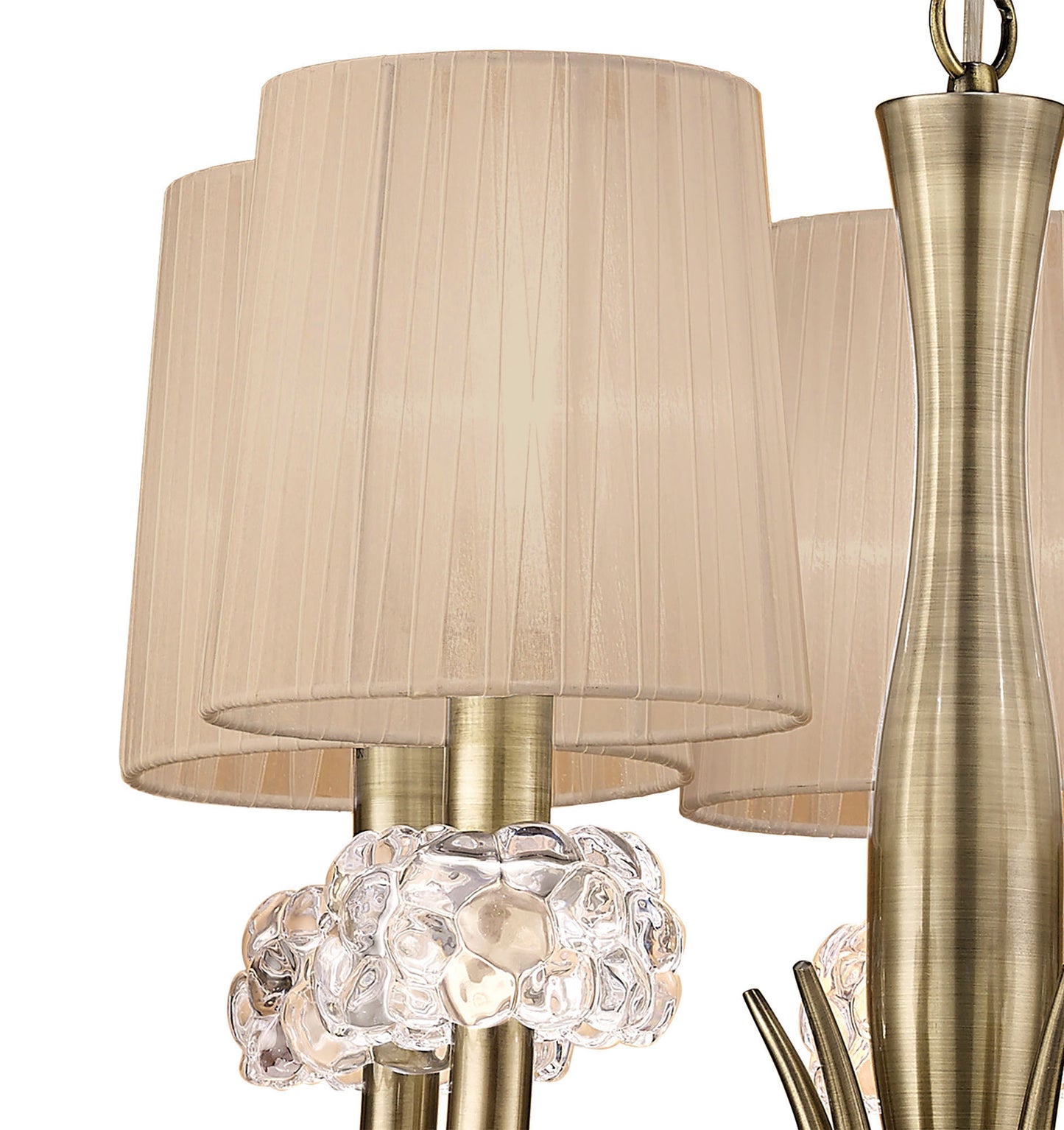 Loewe Slim Pendant 5 Light E14, Antique Brass With Soft Bronze Shades by Mantra