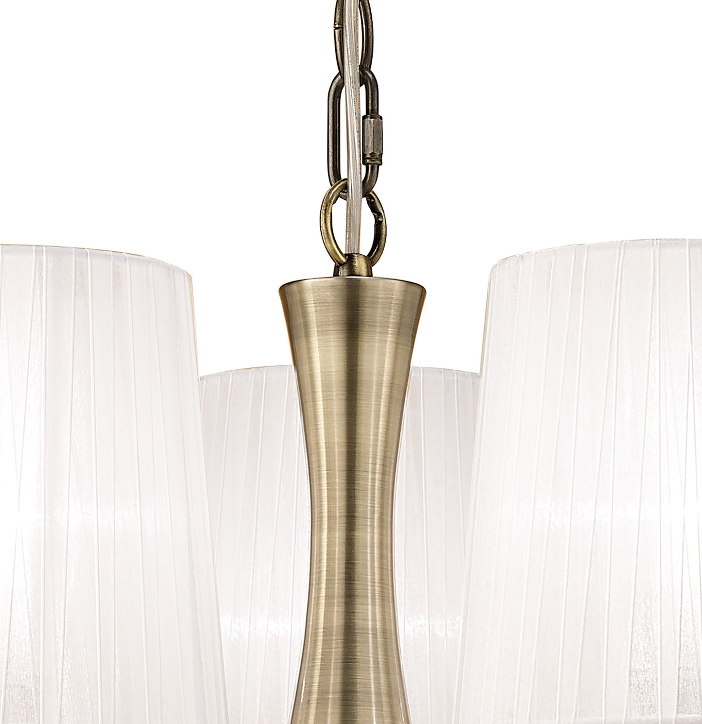 Loewe Slim Pendant 5 Light E14, Antique Brass With White Shades (4732) by Mantra