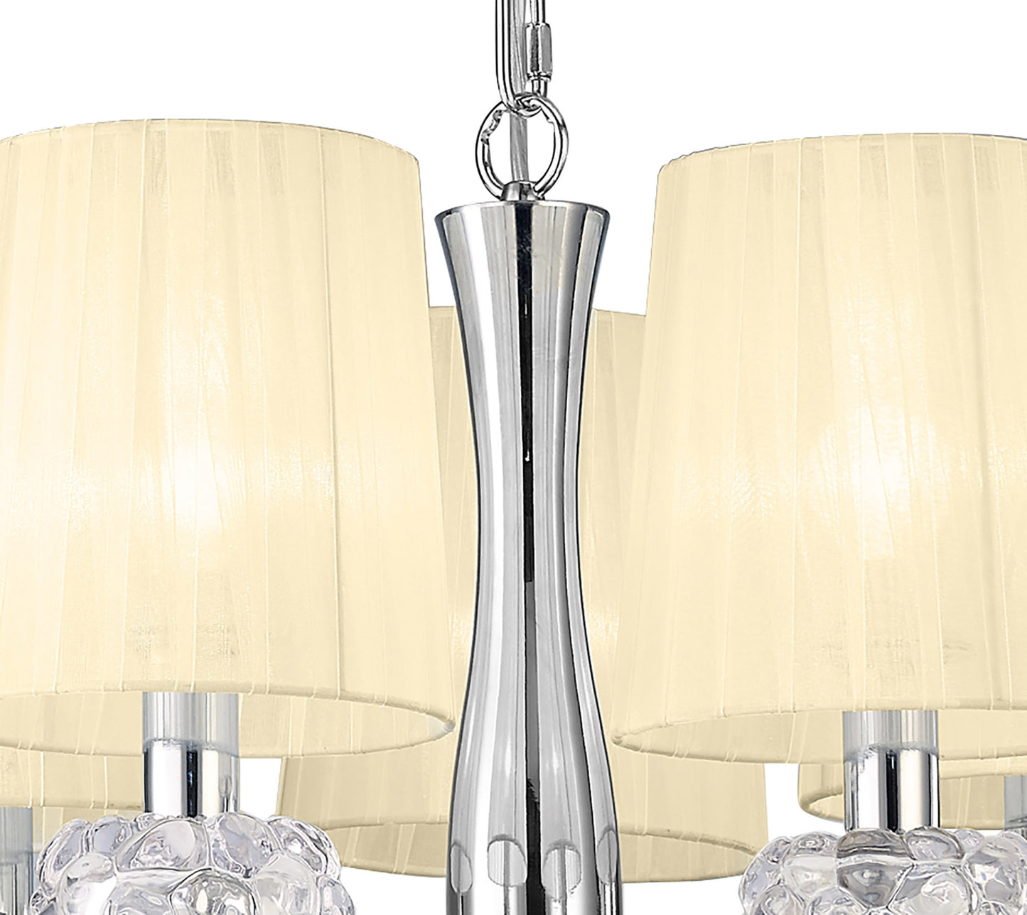 Loewe Slim Pendant 5 Light E14, Polished Chrome With Cream Shades by Mantra