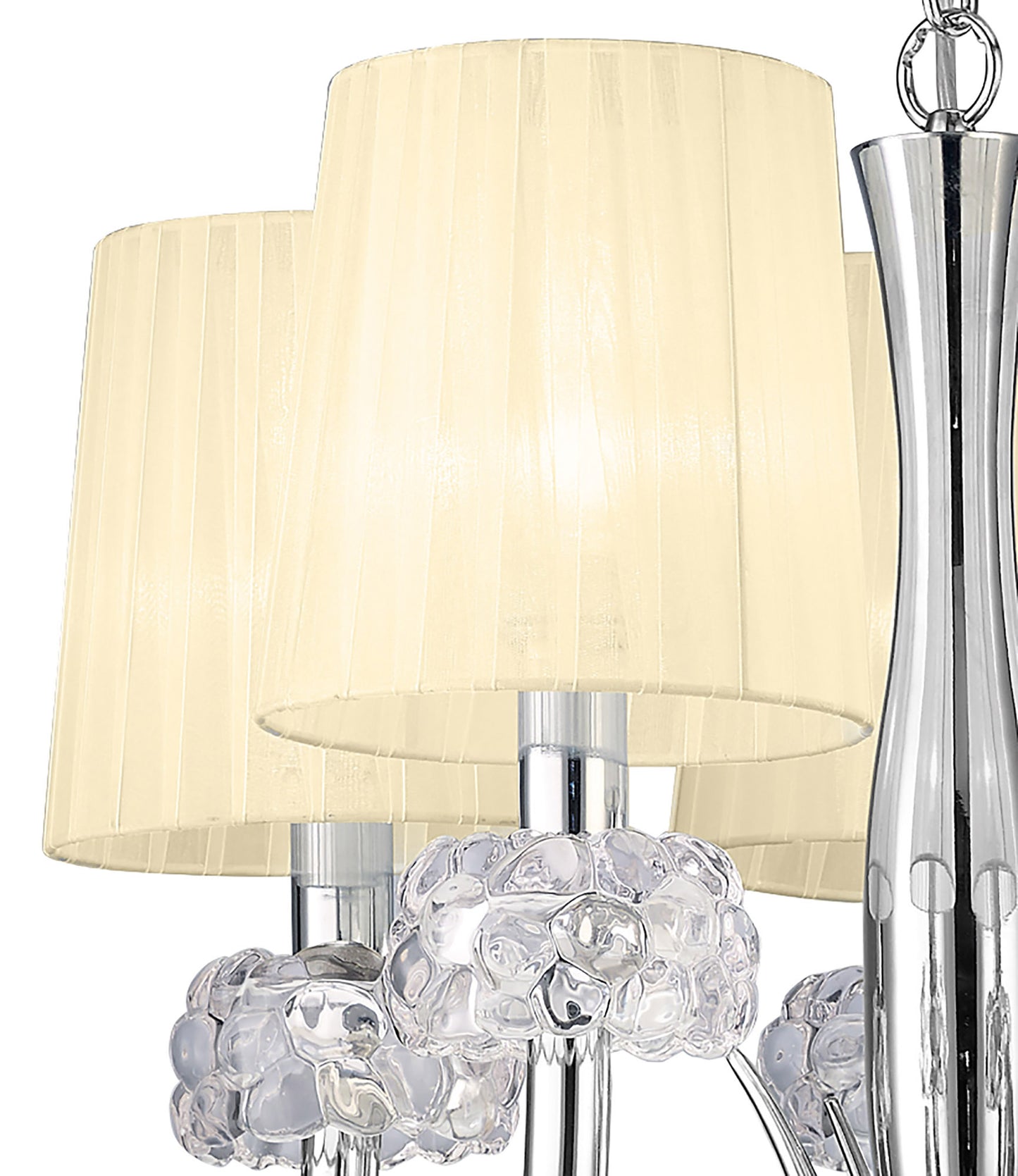 Loewe Slim Pendant 5 Light E14, Polished Chrome With Cream Shades by Mantra