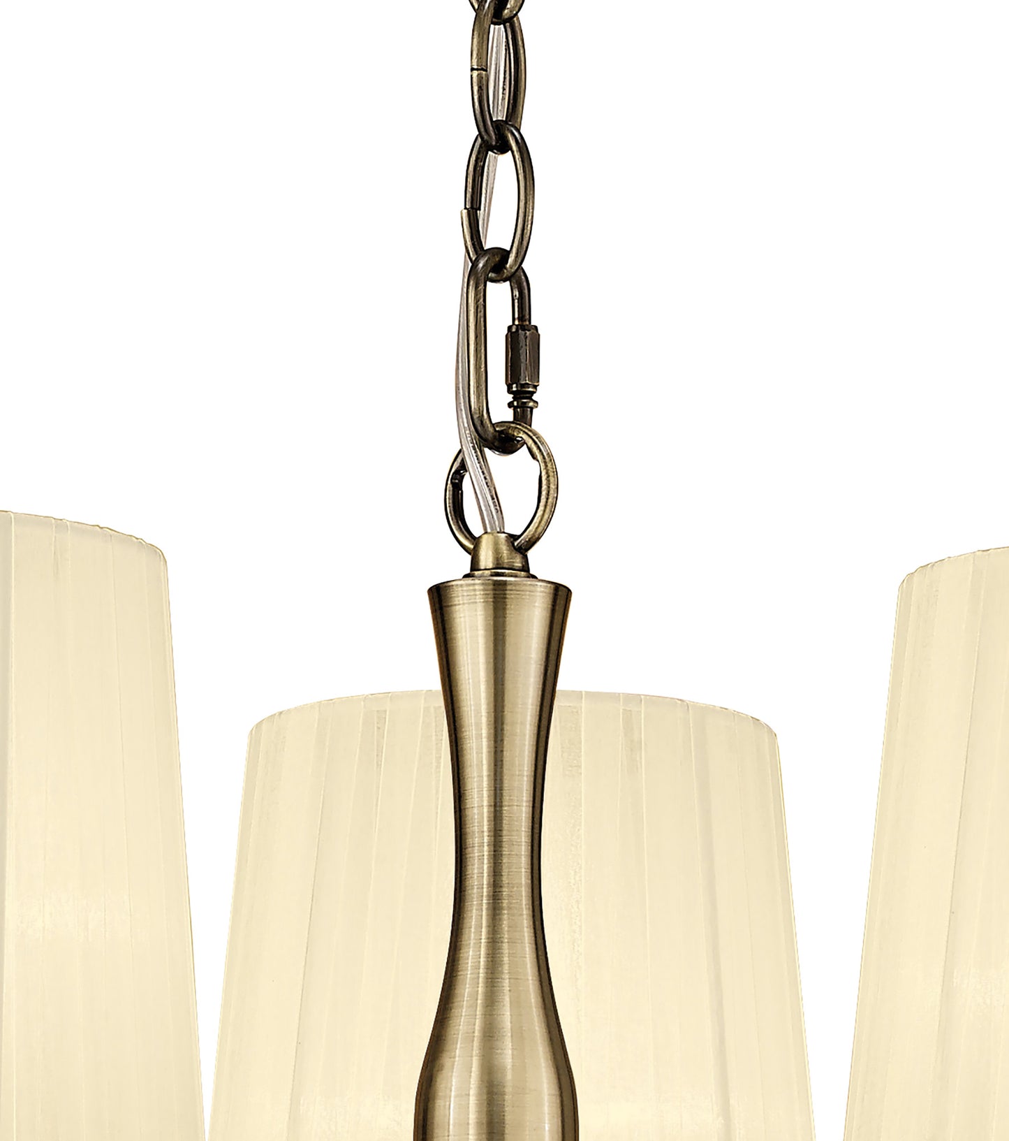 Loewe Pendant 3 Light E14, Antique Brass With Cream Shades by Mantra