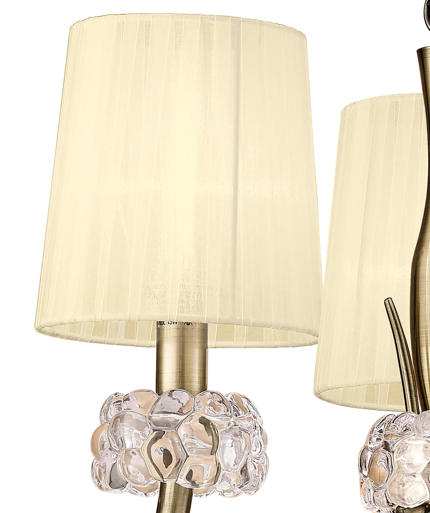 Loewe Pendant 3 Light E14, Antique Brass With Cream Shades by Mantra