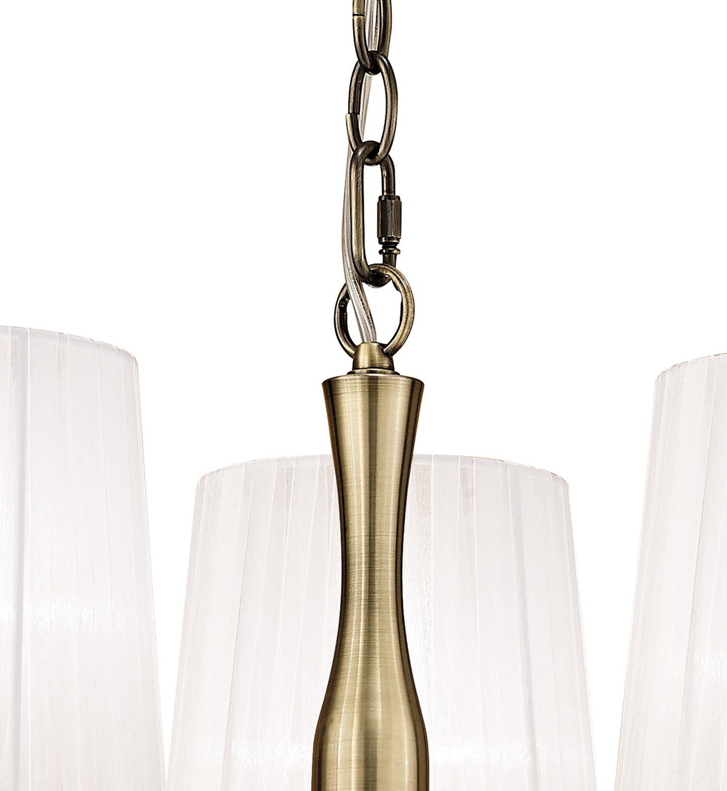 Loewe Pendant 3 Light E14, Antique Brass With White Shades (4733) by Mantra