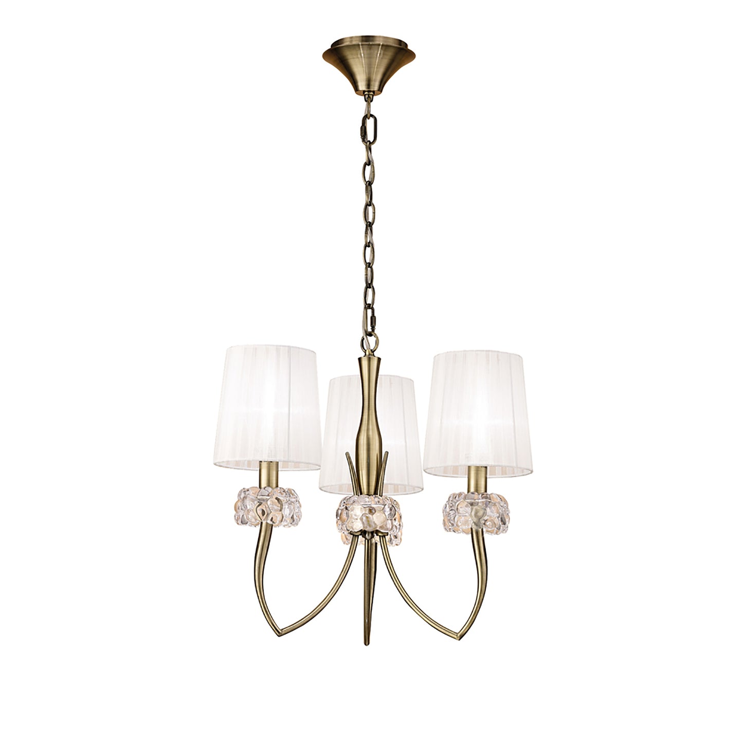 Loewe Pendant 3 Light E14, Antique Brass With White Shades (4733) by Mantra