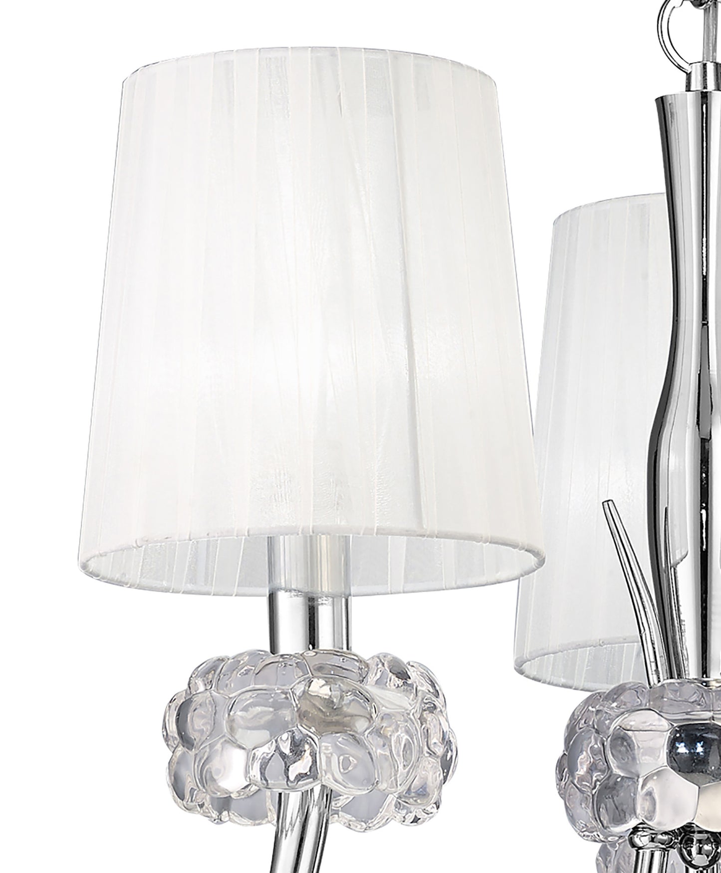 Loewe Pendant 3 Light E14, Polished Chrome With White Shades by Mantra