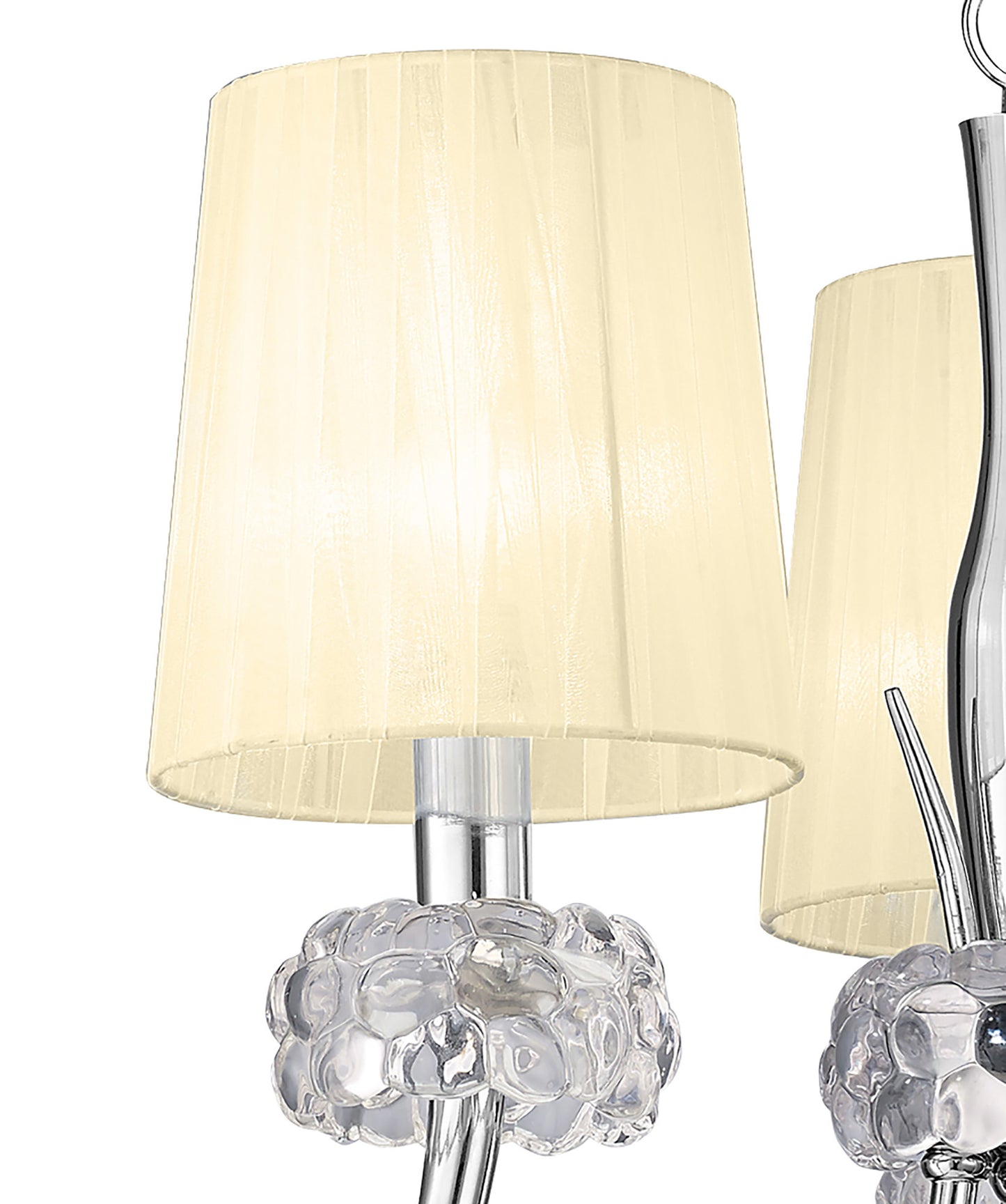 Loewe Pendant 3 Light E14, Polished Chrome With Cream Shades by Mantra