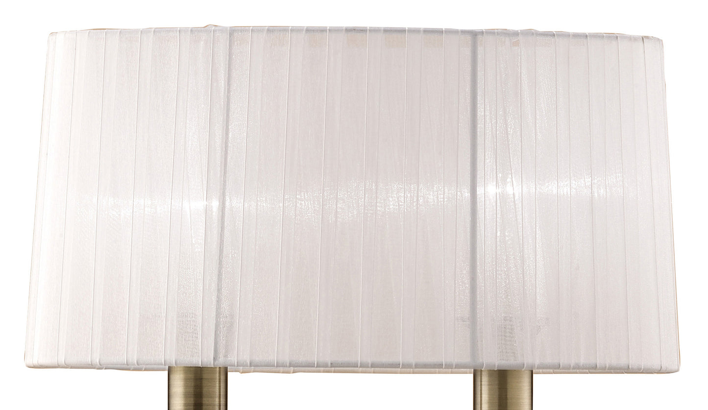 Loewe Wall Lamp Switched 2 Light E14, Antique Brass With White Shade by Mantra