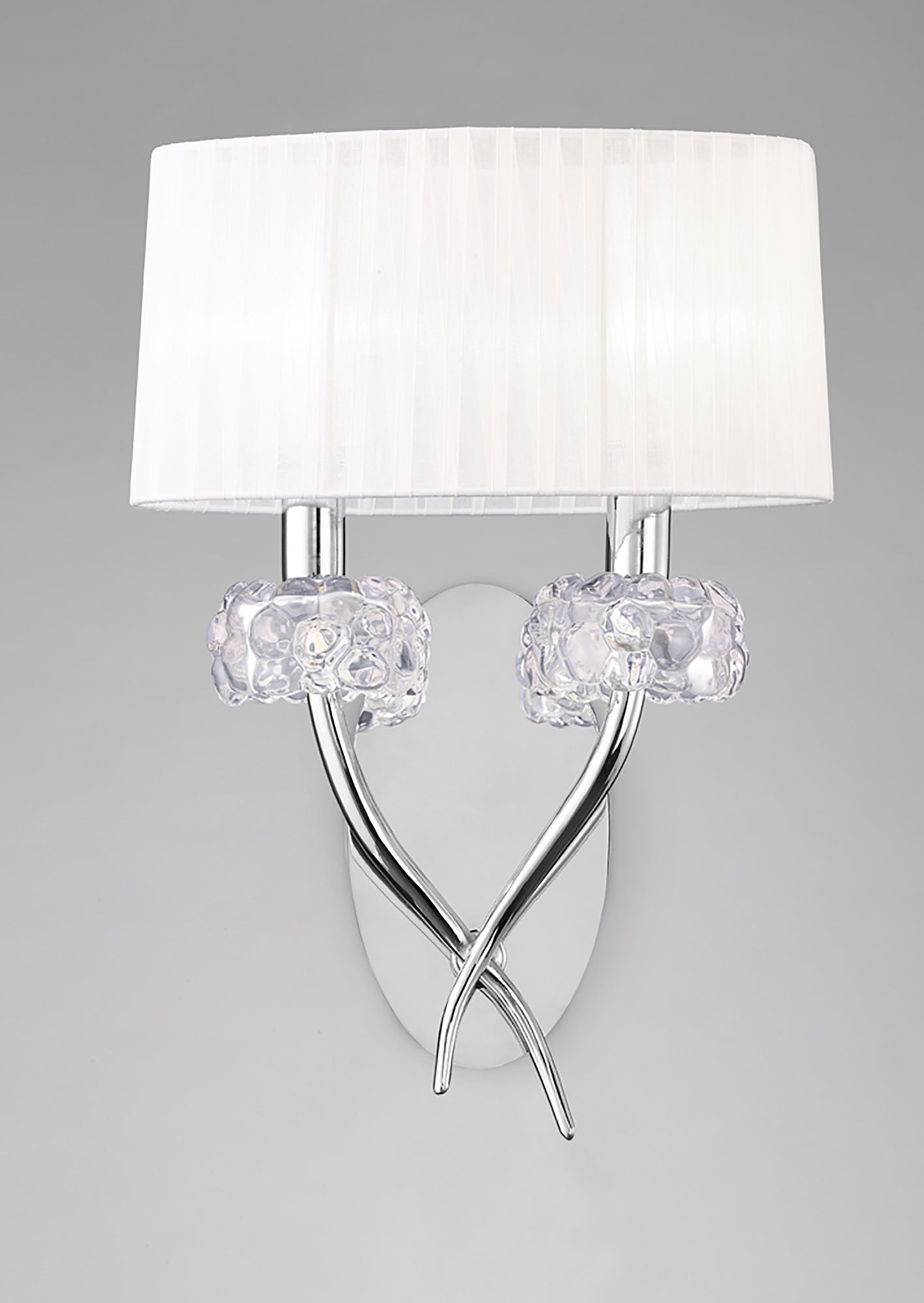 Loewe Wall Lamp Switched 2 Light E14, Polished Chrome With White Shade by Mantra