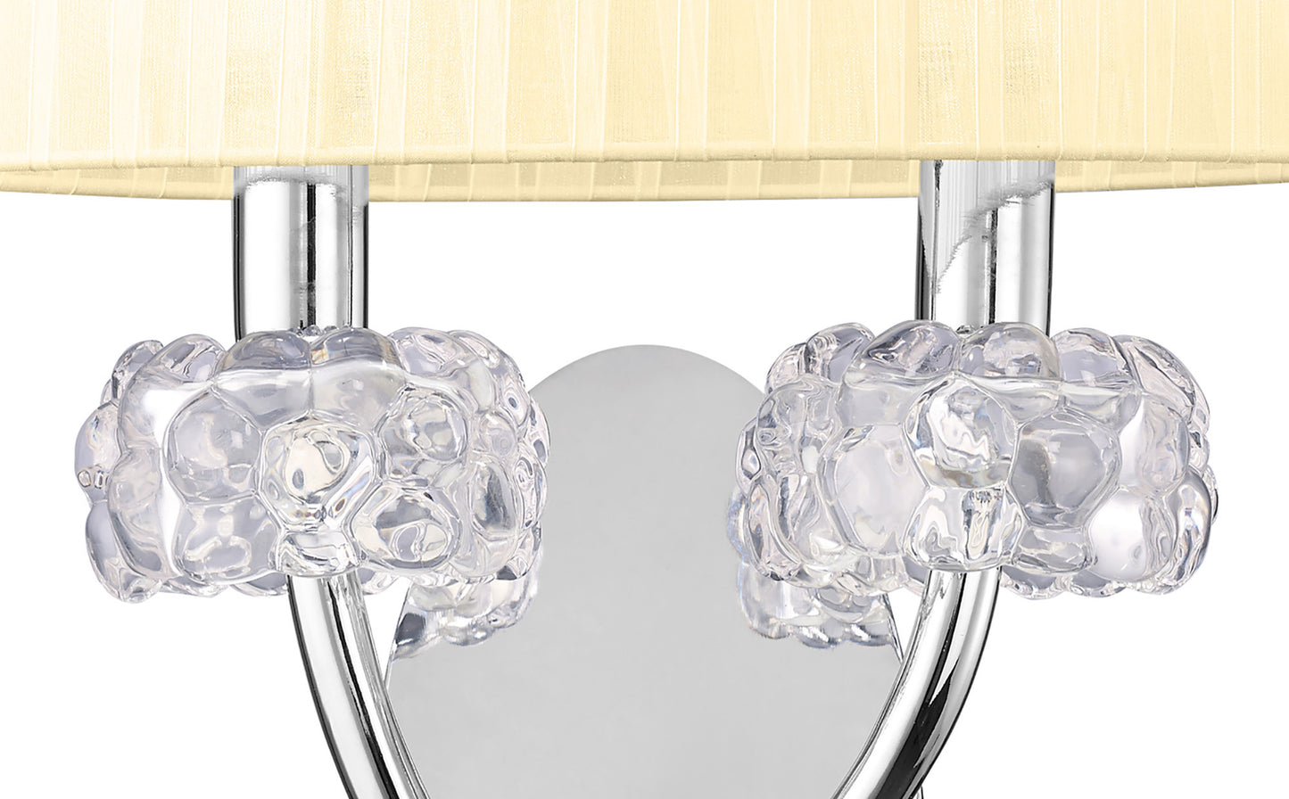 Loewe Wall Lamp Switched 2 Light E14, Polished Chrome With Cream Shade by Mantra
