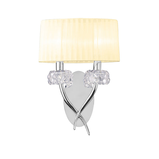 Loewe Wall Lamp Switched 2 Light E14, Polished Chrome With Cream Shade by Mantra