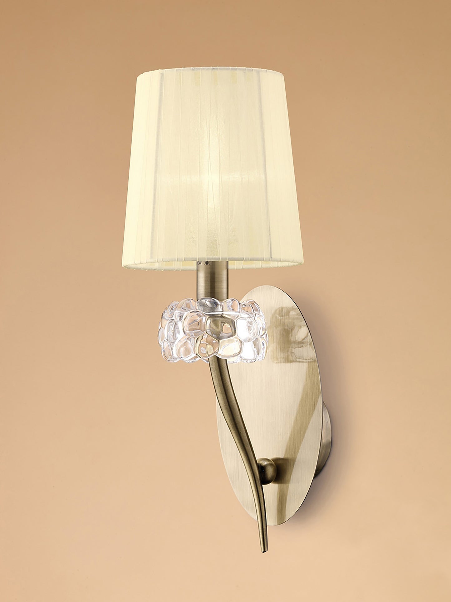 Loewe Wall Lamp Switched 1 Light E14, Antique Brass With Cream Shade by Mantra