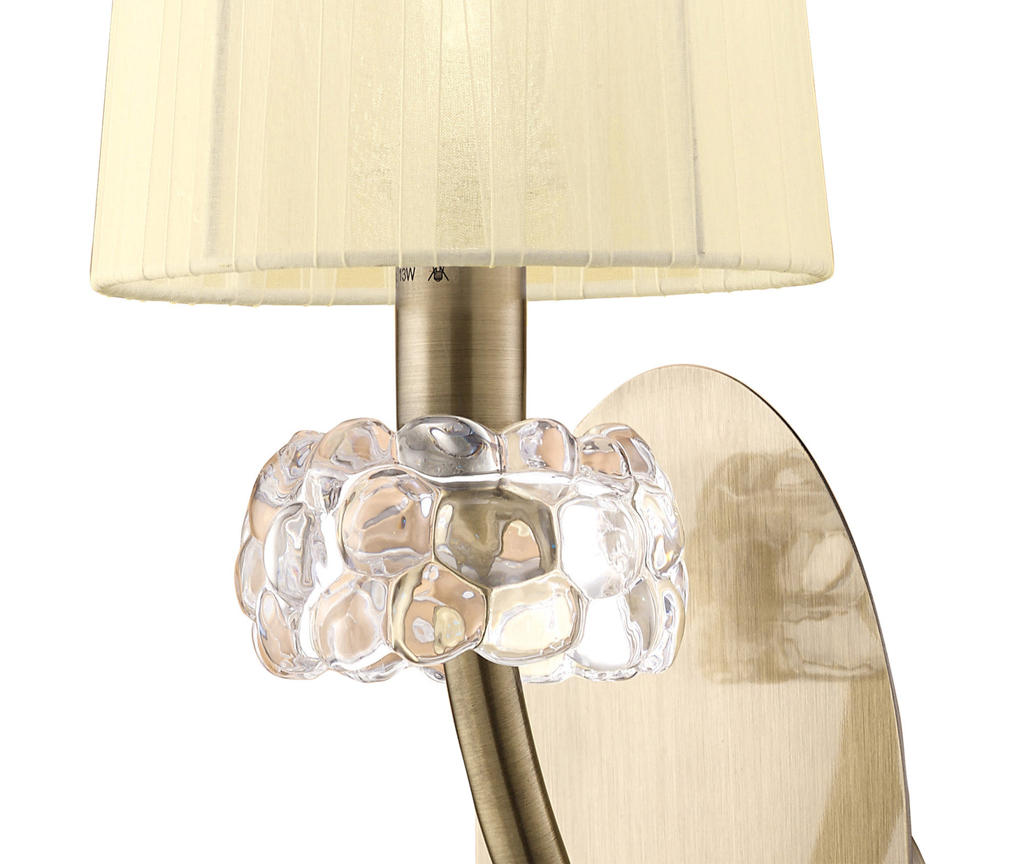 Loewe Wall Lamp Switched 1 Light E14, Antique Brass With Cream Shade by Mantra