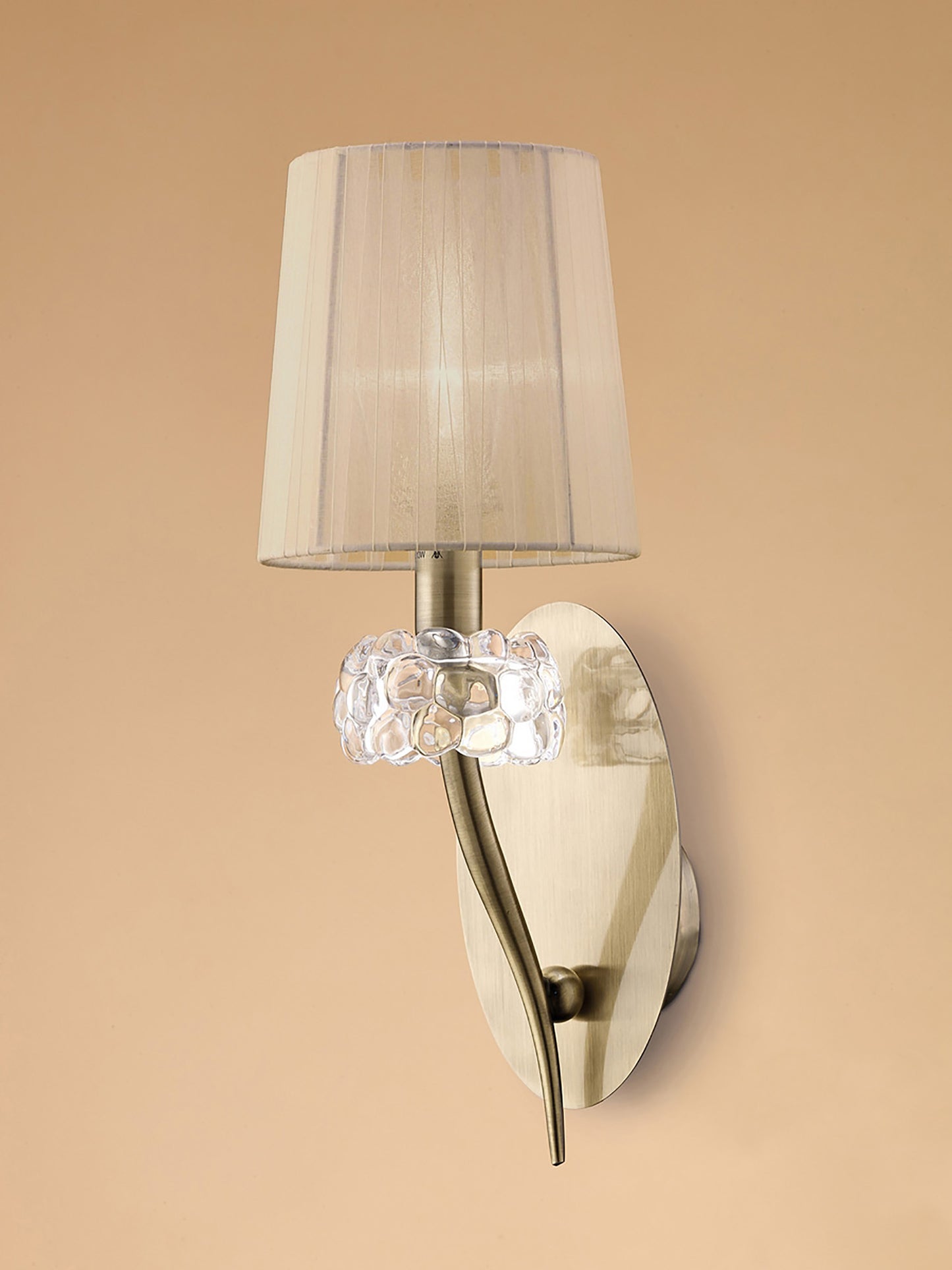 Loewe Wall Lamp Switched 1 Light E14, Antique Brass With Soft Bronze Shade by Mantra