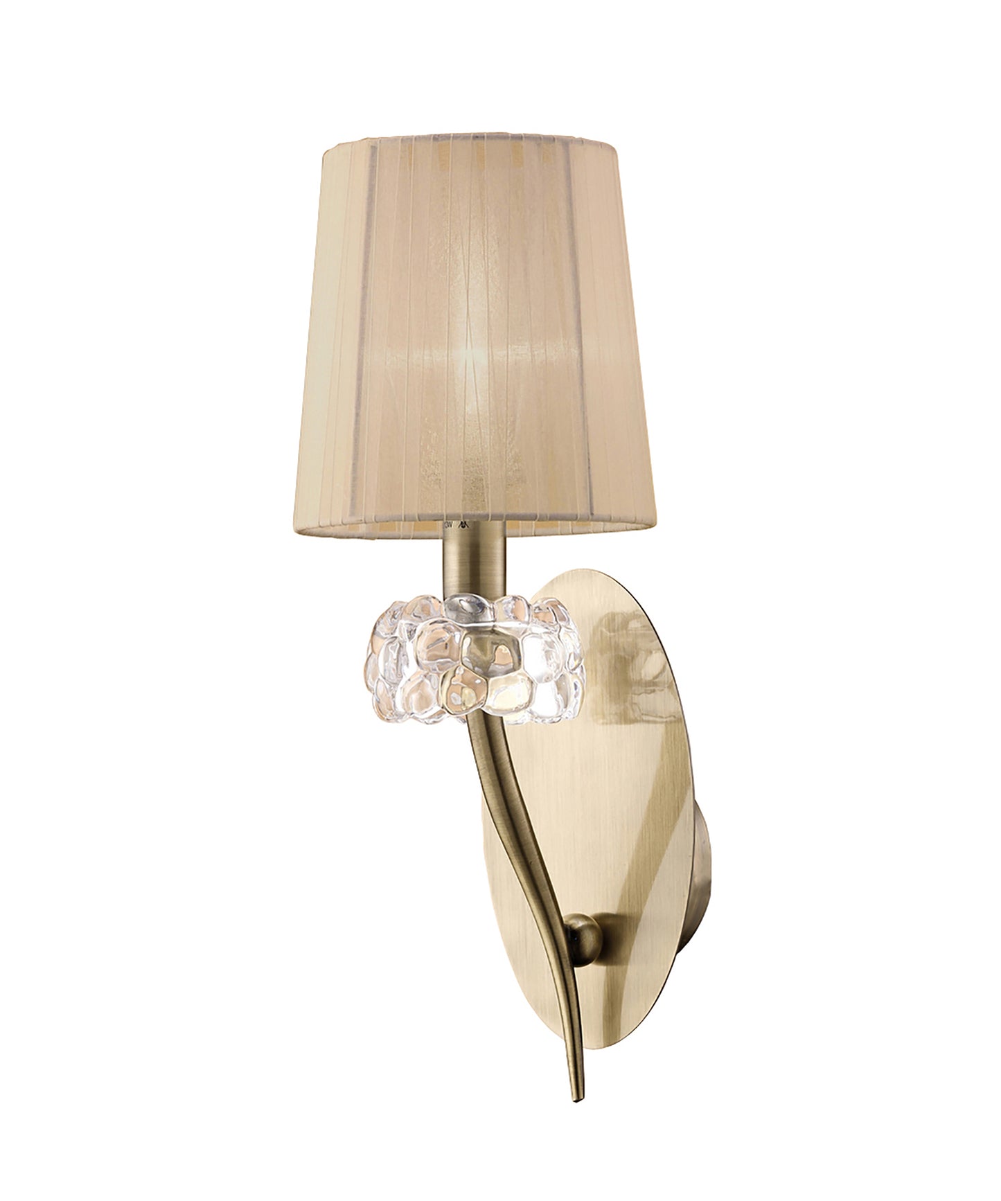 Loewe Wall Lamp Switched 1 Light E14, Antique Brass With Soft Bronze Shade by Mantra