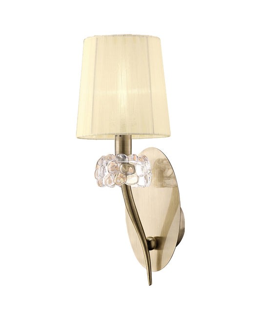 Loewe Wall Lamp Switched 1 Light E14, Antique Brass With Cream Shade by Mantra