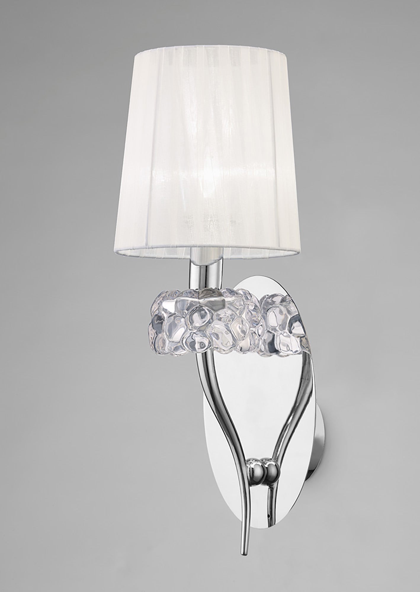 Loewe Wall Lamp Switched 1 Light E14, Polished Chrome With White Shade by Mantra