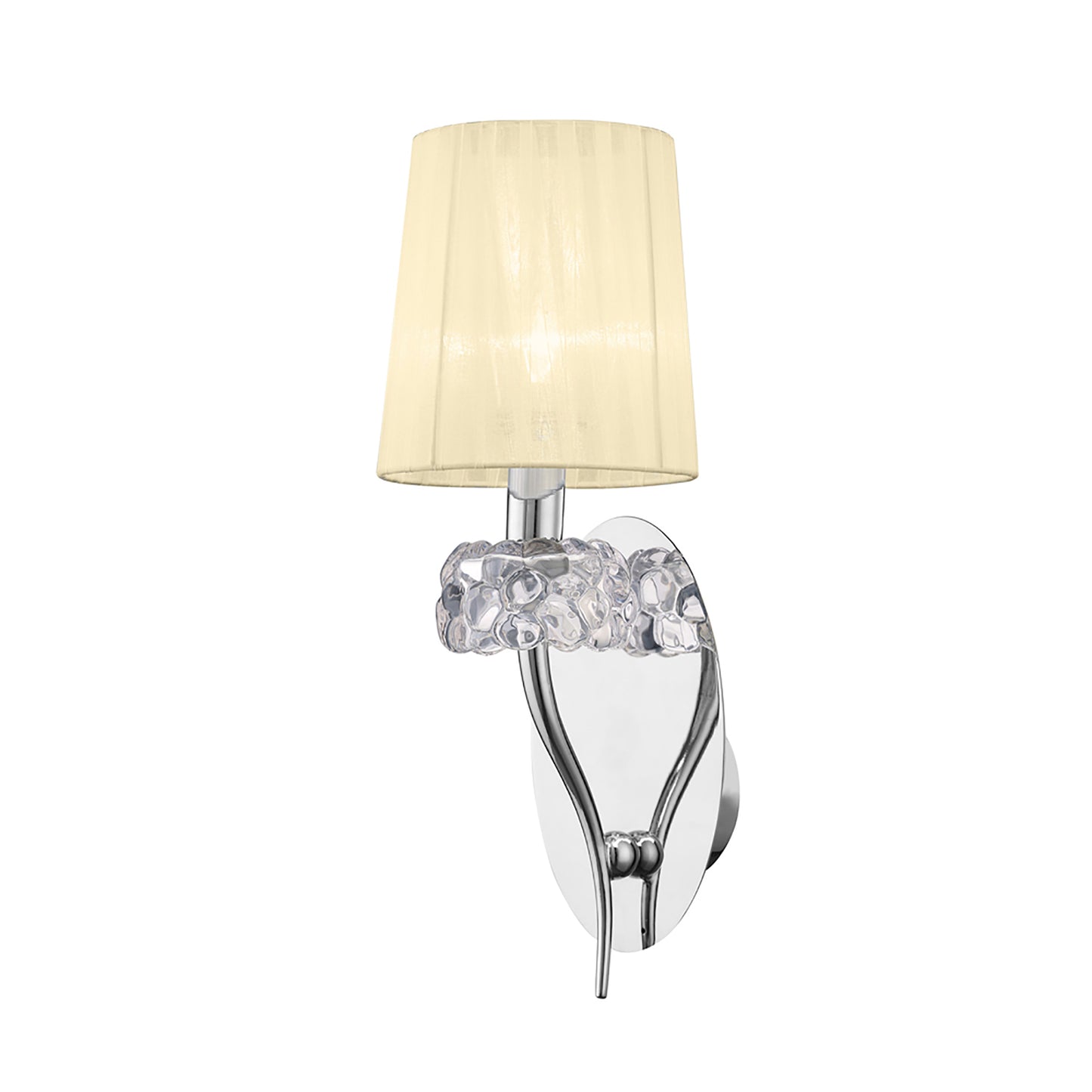 Loewe Wall Lamp Switched 1 Light E14, Polished Chrome With Cream Shade by Mantra