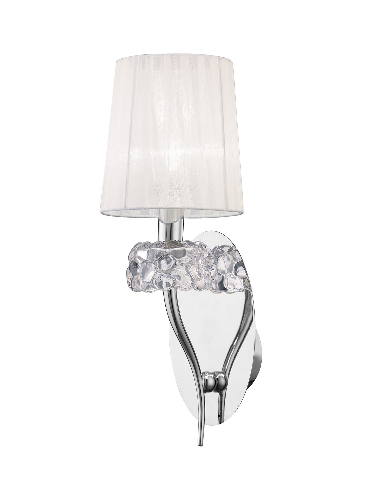 Loewe Wall Lamp Switched 1 Light E14, Polished Chrome With White Shade by Mantra