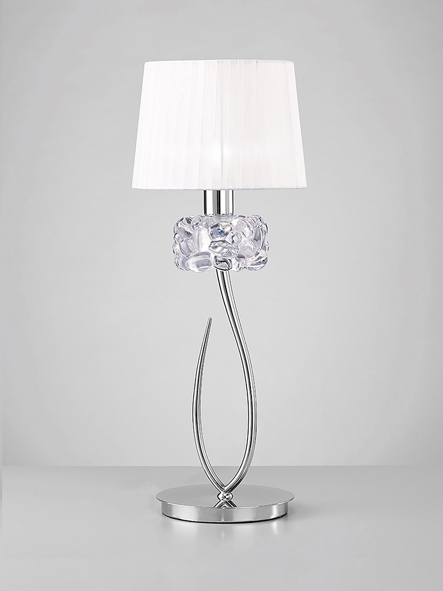 Loewe Table Lamp 1 Light E27 Large, Polished Chrome With White Shade by Mantra