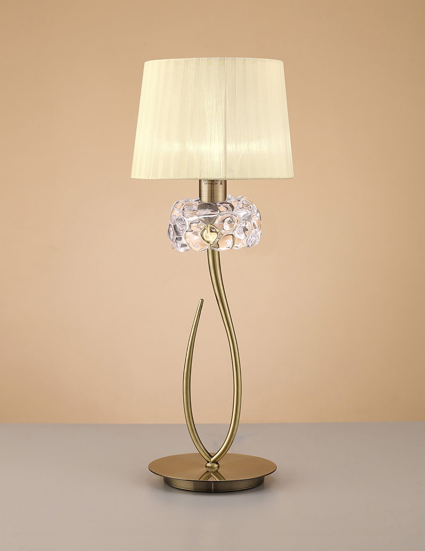 Loewe Table Lamp 1 Light E27 Large, Antique Brass With Cream Shade by Mantra