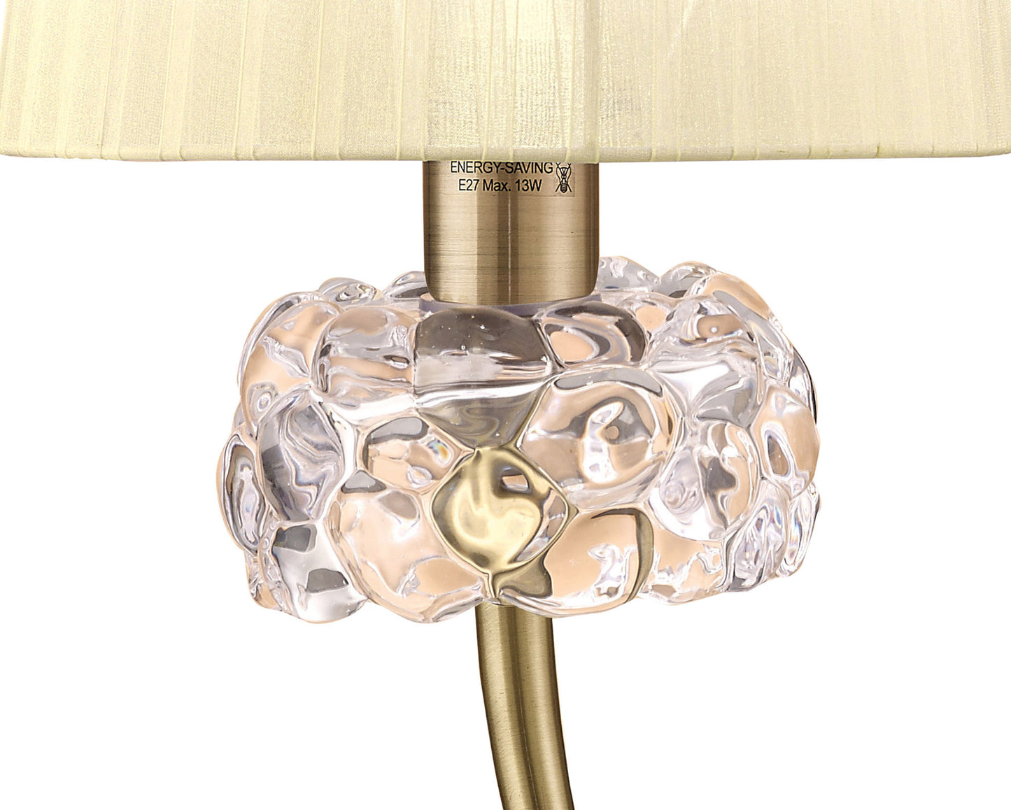 Loewe Table Lamp 1 Light E27 Large, Antique Brass With Cream Shade by Mantra