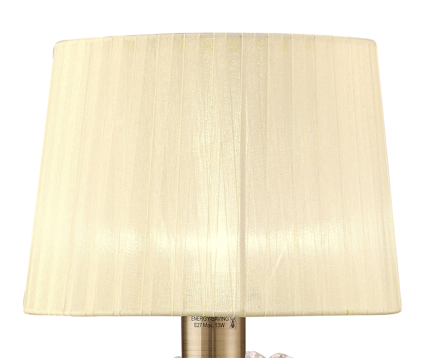 Loewe Table Lamp 1 Light E27 Large, Antique Brass With Cream Shade by Mantra