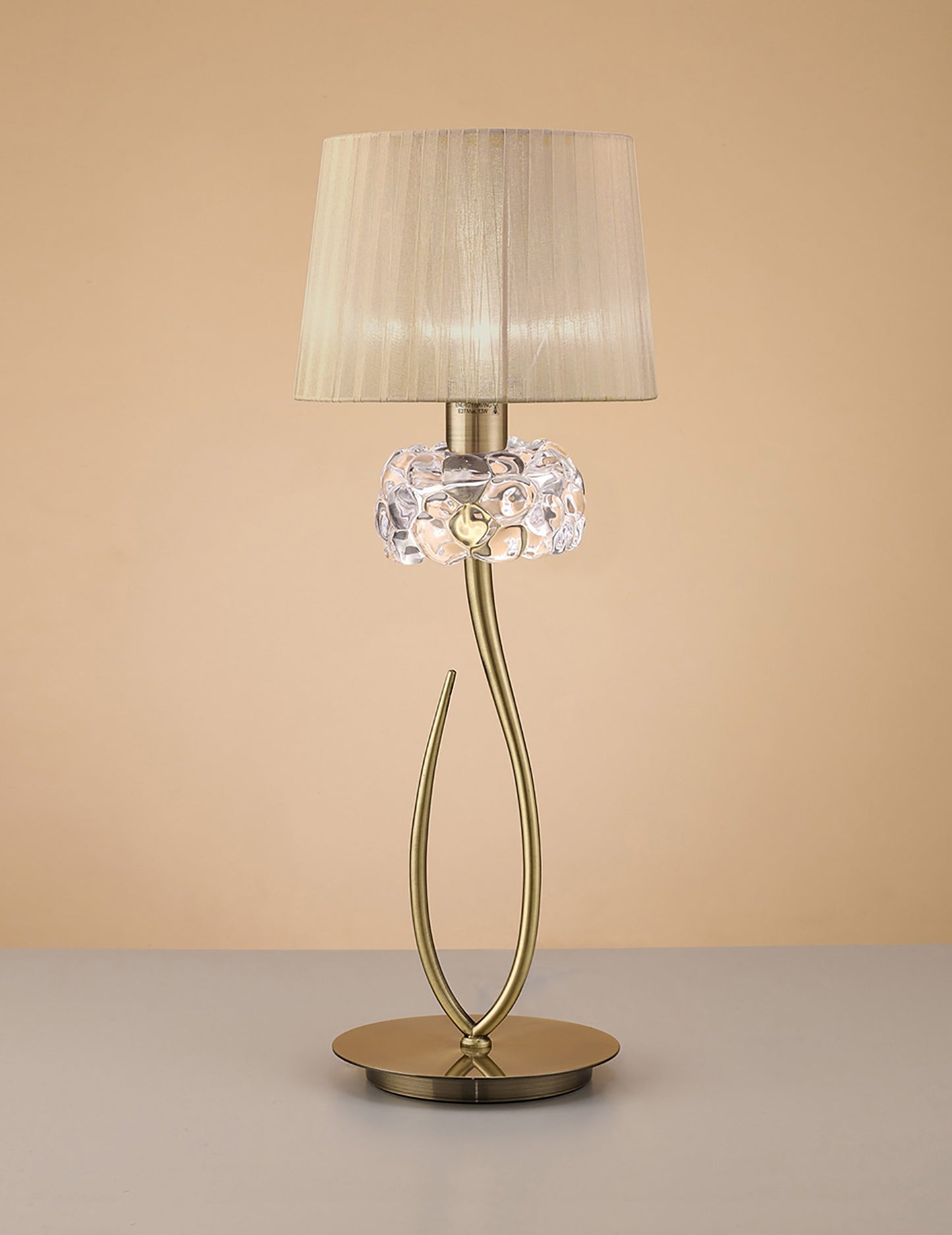 Loewe Table Lamp 1 Light E27 Large, Antique Brass With Soft Bronze Shade by Mantra