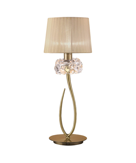 Loewe Table Lamp 1 Light E27 Large, Antique Brass With Soft Bronze Shade by Mantra