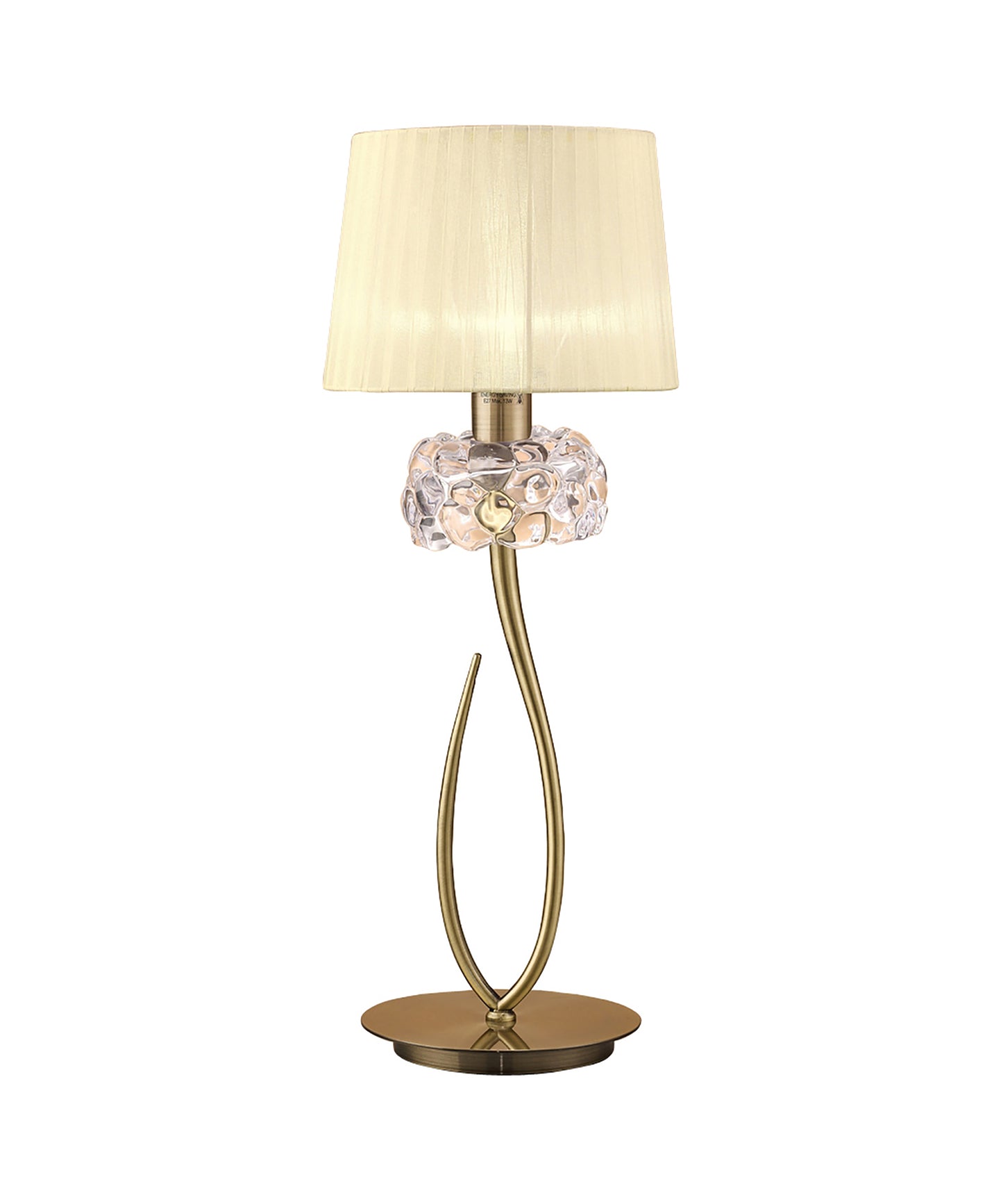 Loewe Table Lamp 1 Light E27 Large, Antique Brass With Cream Shade by Mantra