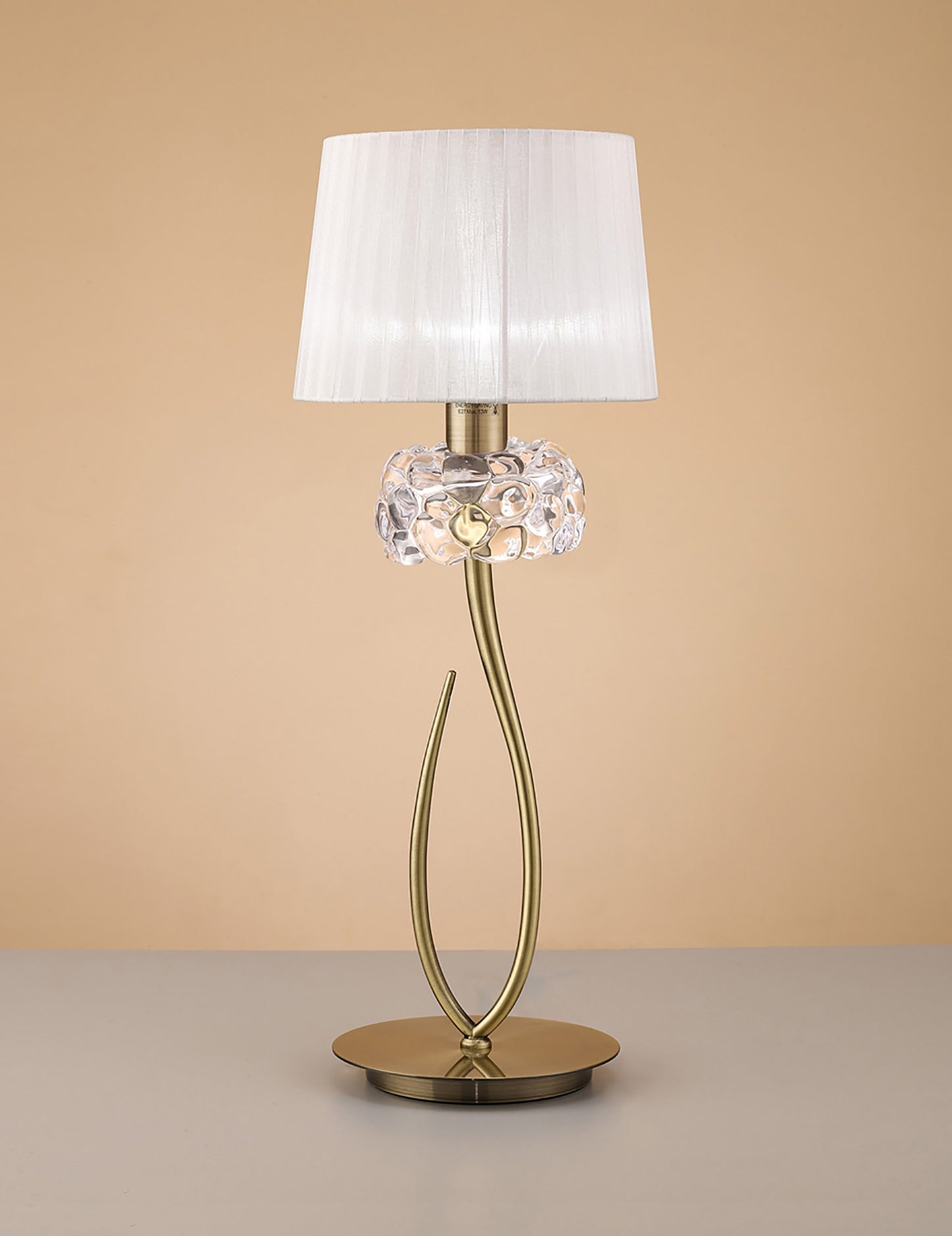 Loewe Table Lamp 1 Light E27 Large, Antique Brass With White Shade (4736) by Mantra