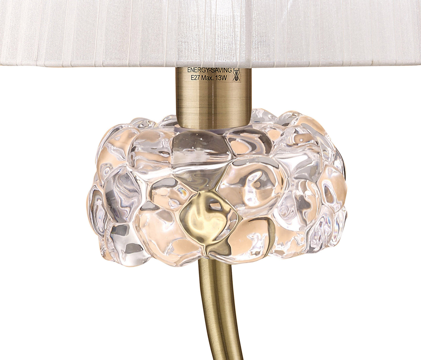 Loewe Table Lamp 1 Light E27 Large, Antique Brass With White Shade (4736) by Mantra