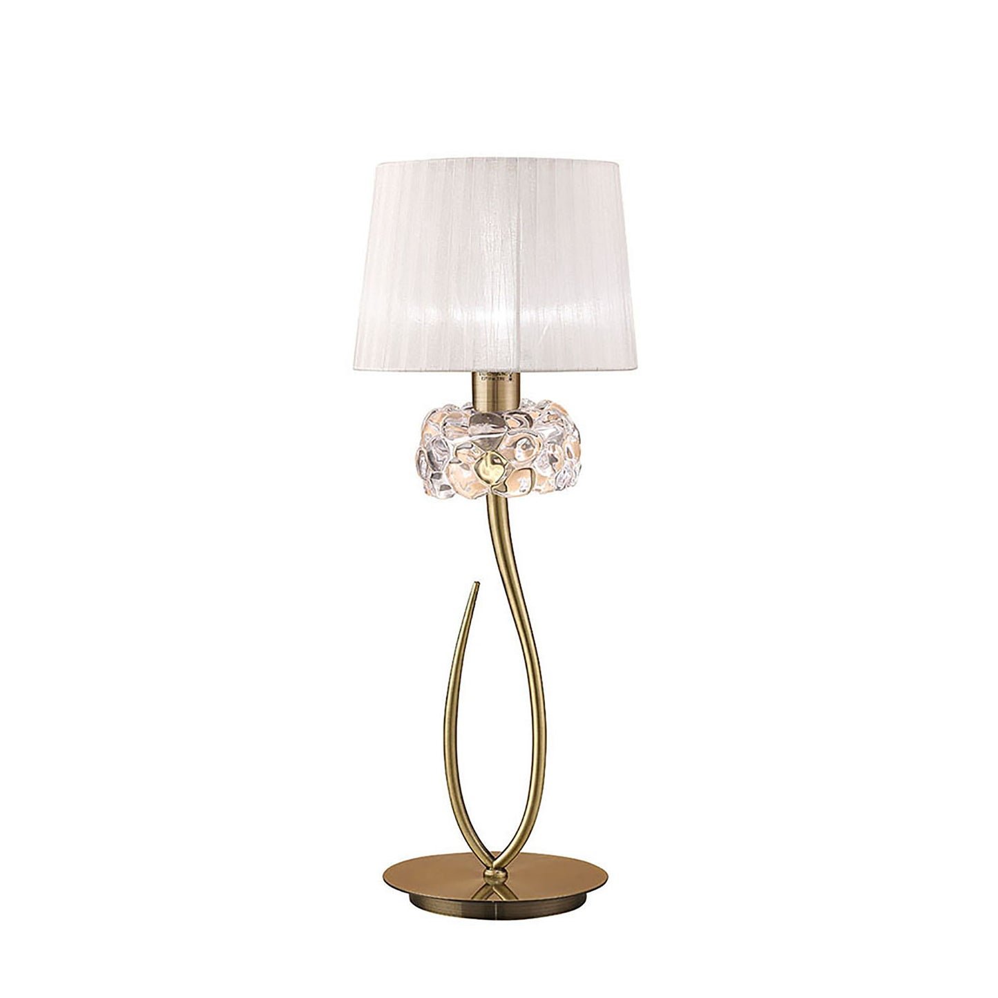 Loewe Table Lamp 1 Light E27 Large, Antique Brass With White Shade (4736) by Mantra