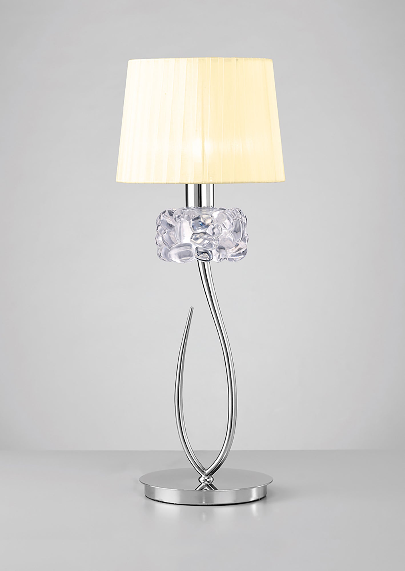 Loewe Table Lamp 1 Light E27 Large, Polished Chrome With Cream Shade by Mantra