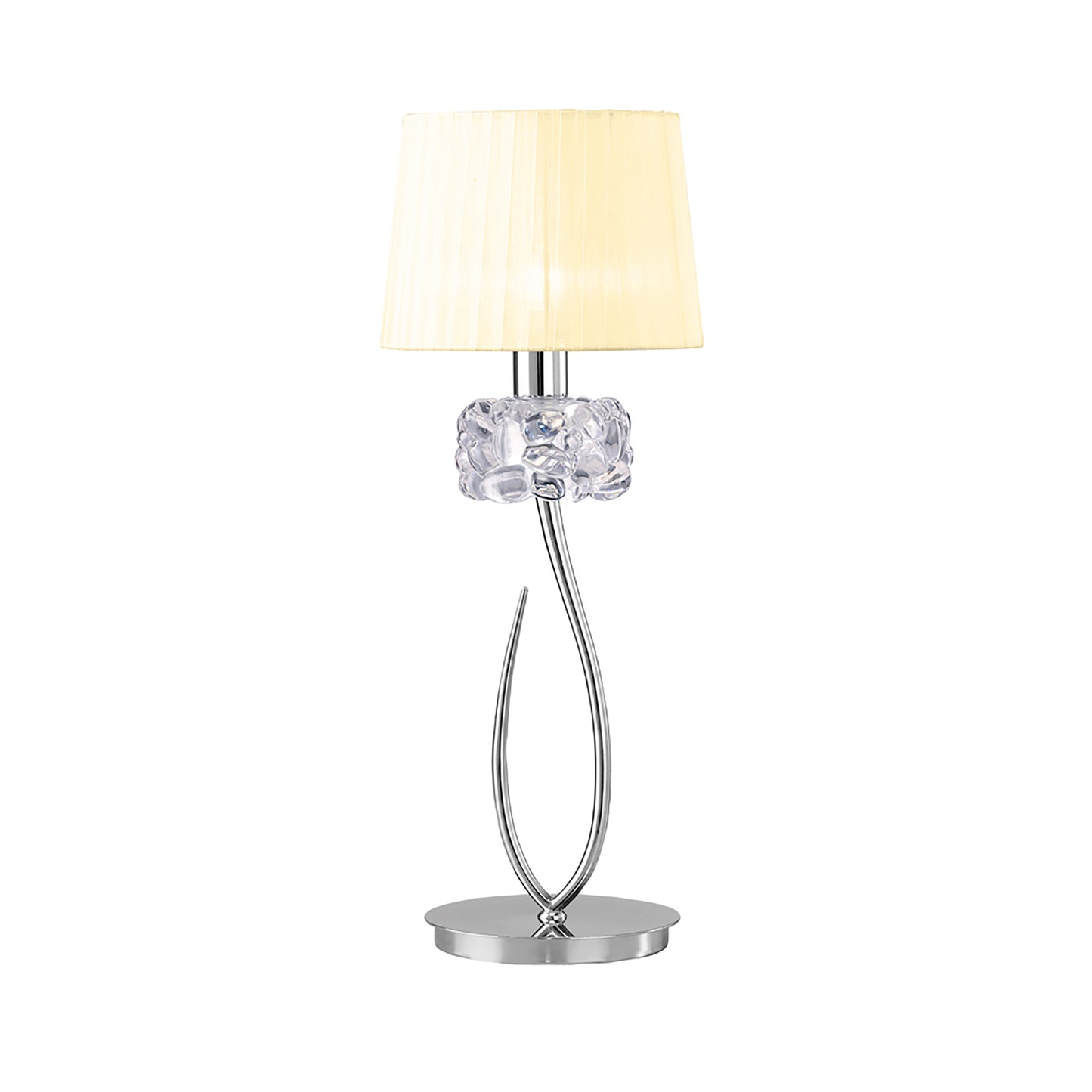 Loewe Table Lamp 1 Light E27 Large, Polished Chrome With Cream Shade by Mantra