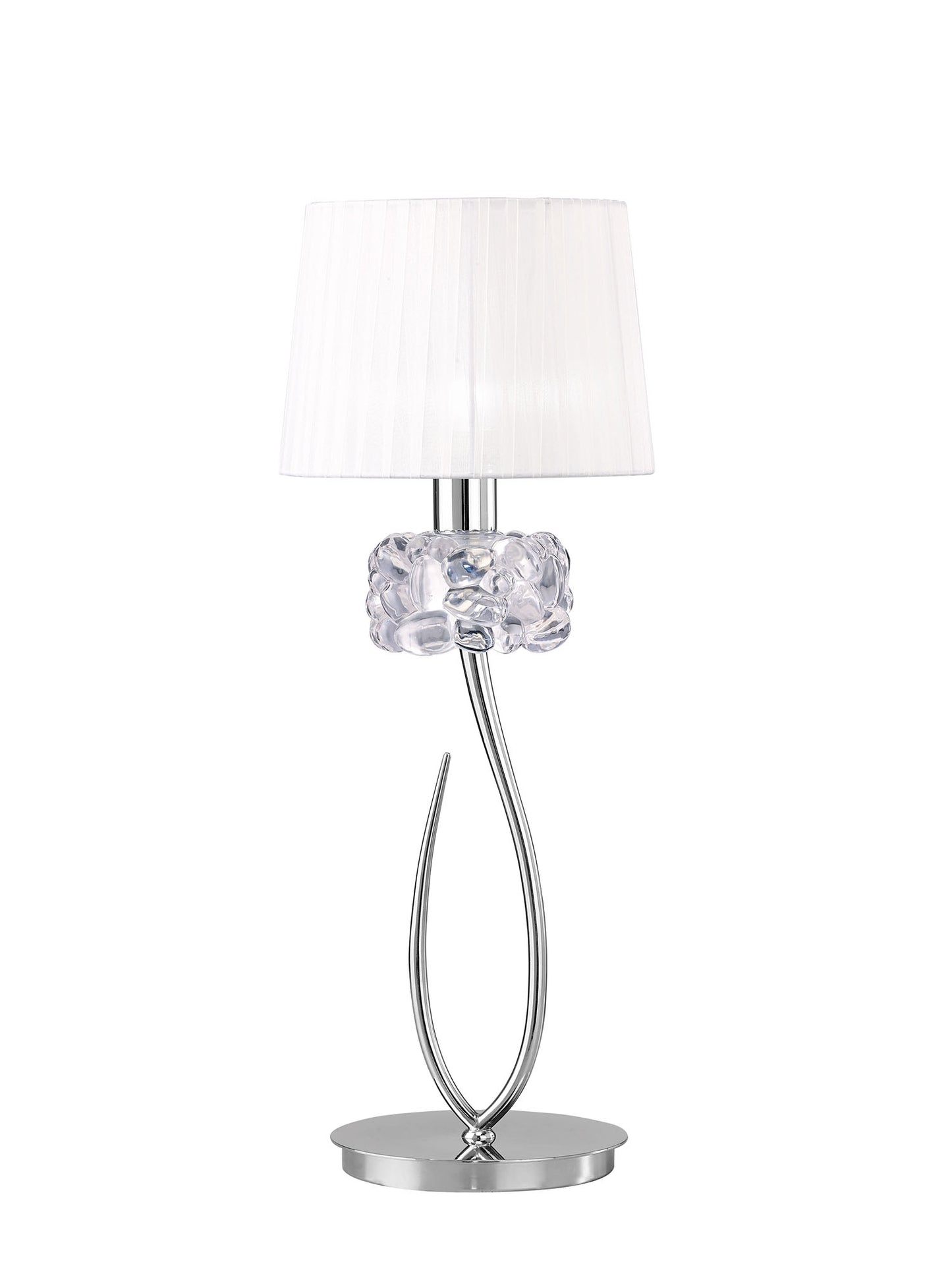 Loewe Table Lamp 1 Light E27 Large, Polished Chrome With White Shade by Mantra