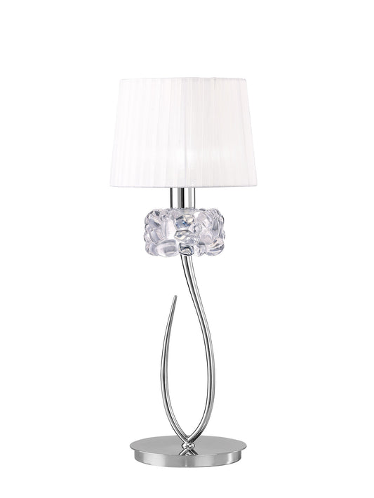 Loewe Table Lamp 1 Light E27 Large, Polished Chrome With White Shade by Mantra