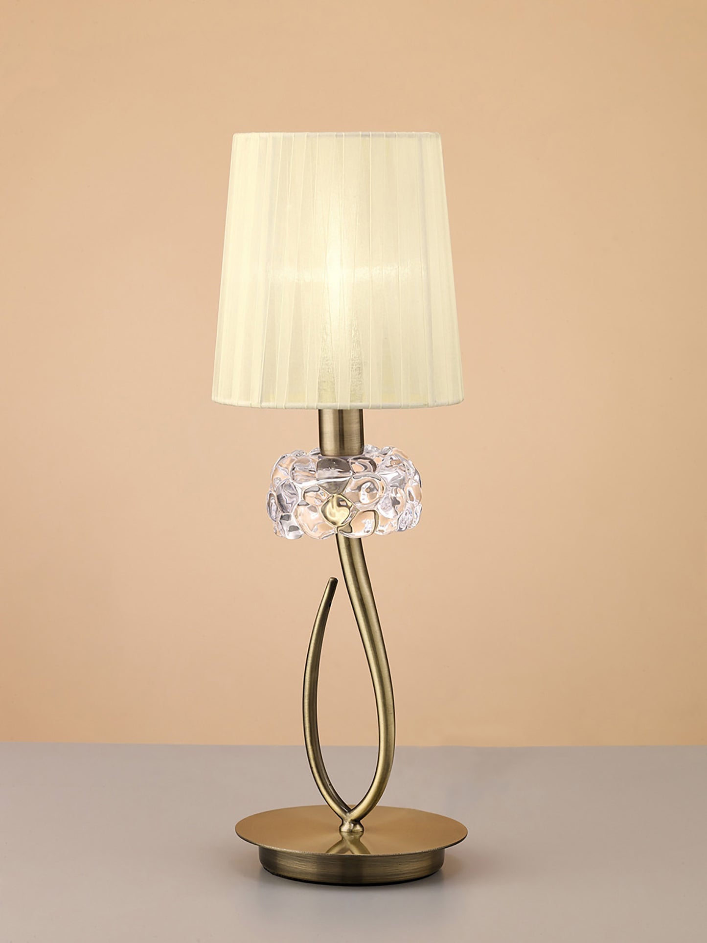 Loewe Table Lamp 1 Light E14 Small, Antique Brass With Cream Shade by Mantra