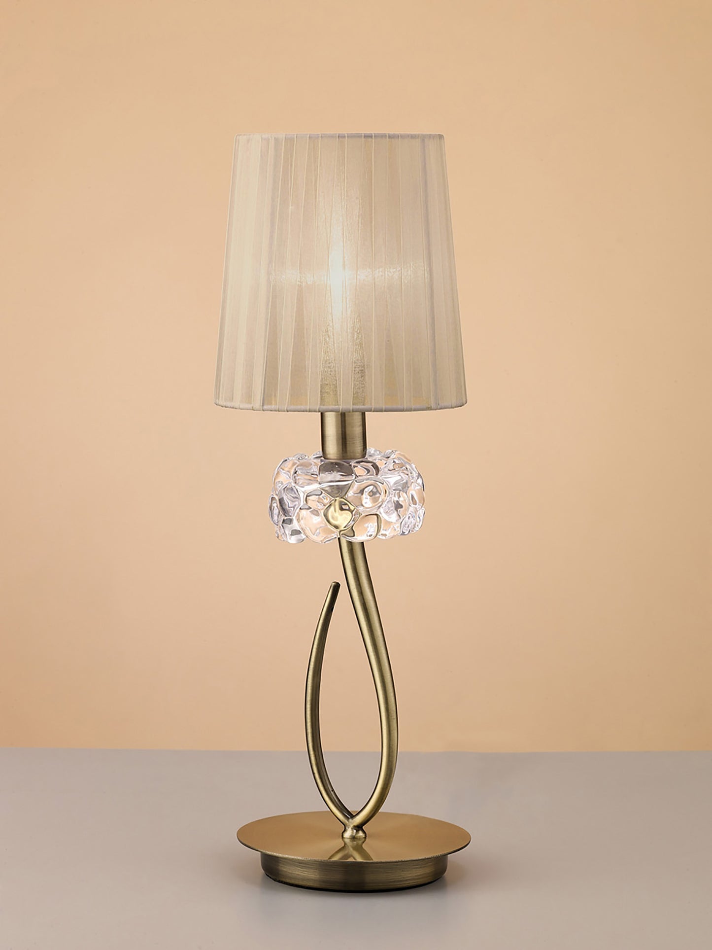 Loewe Table Lamp 1 Light E14 Small, Antique Brass With Soft Bronze Shade by Mantra