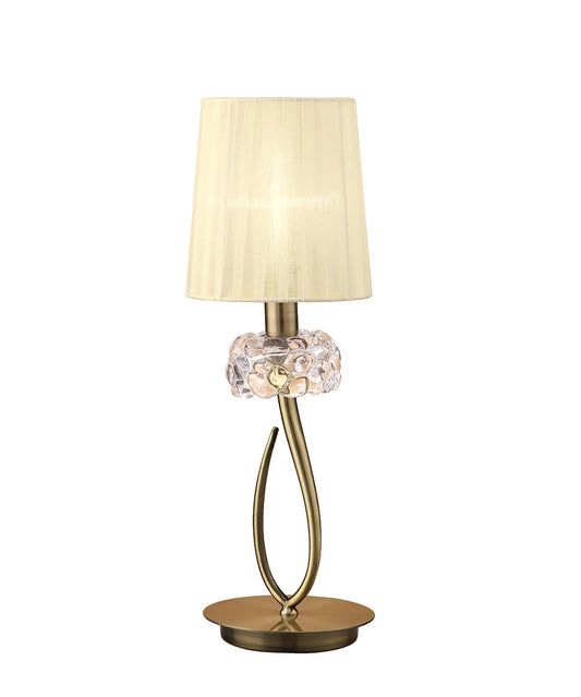 Loewe Table Lamp 1 Light E14 Small, Antique Brass With Cream Shade by Mantra