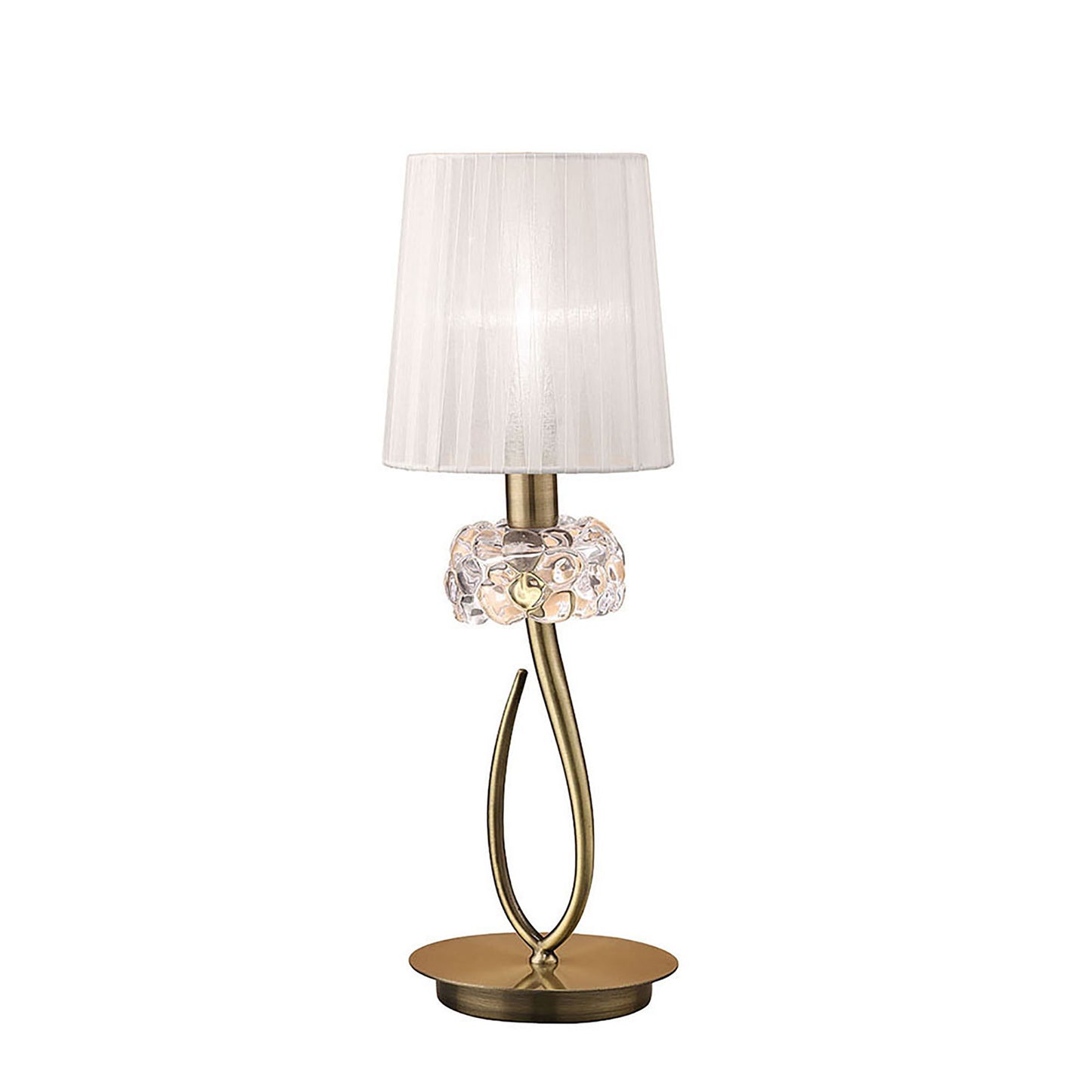 Loewe Table Lamp 1 Light E14 Small, Antique Brass With White Shade (4737) by Mantra