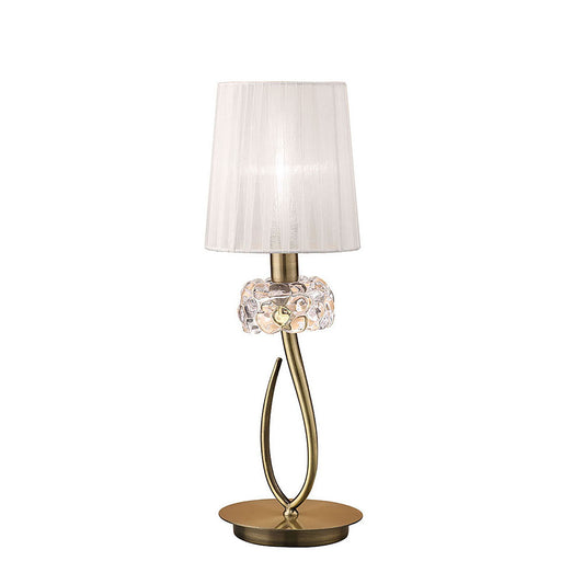 Loewe Table Lamp 1 Light E14 Small, Antique Brass With White Shade (4737) by Mantra