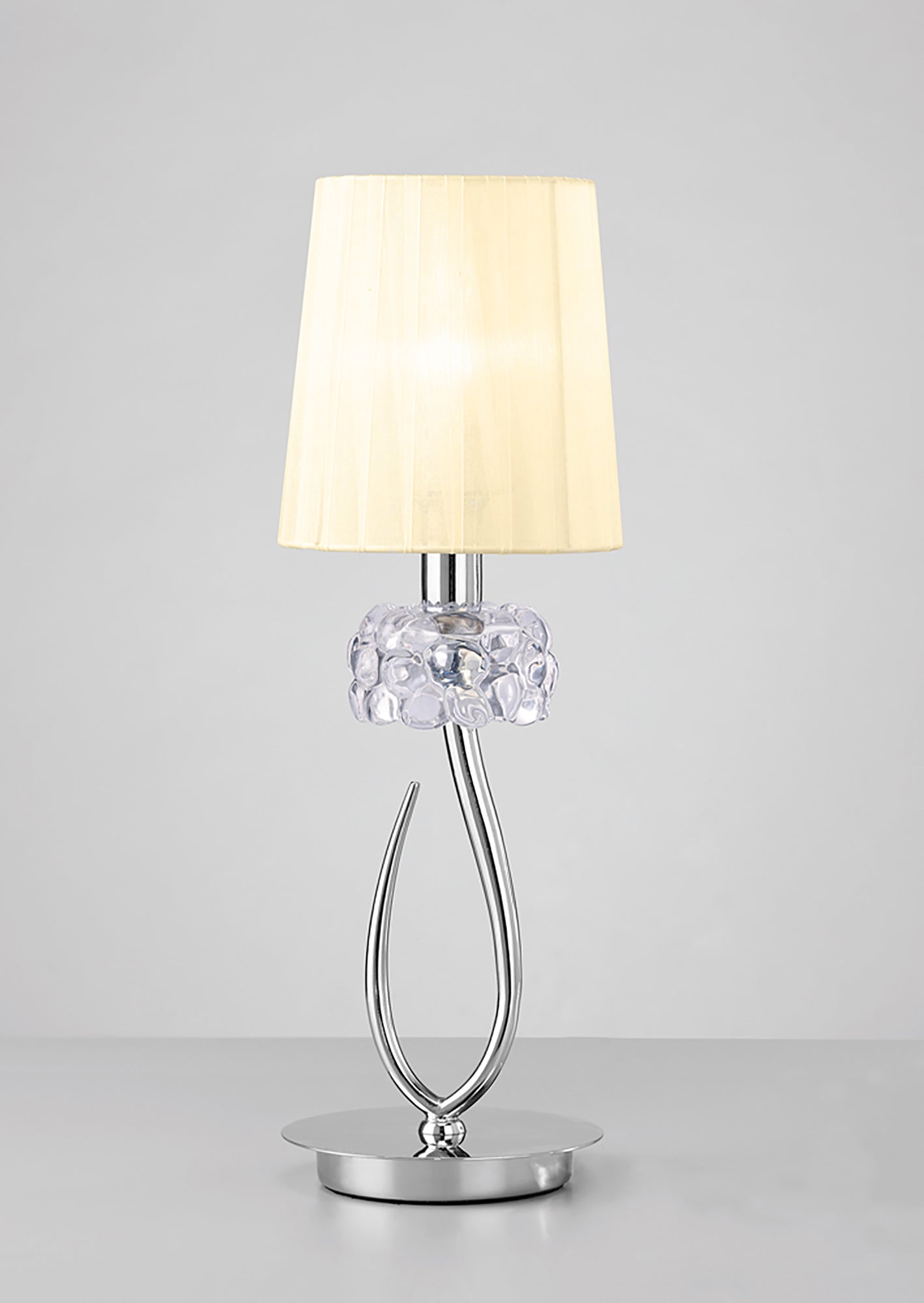 Loewe Table Lamp 1 Light E14 Small, Polished Chrome With Cream Shade by Mantra