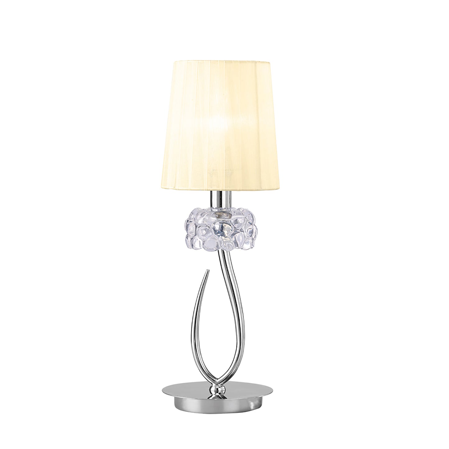 Loewe Table Lamp 1 Light E14 Small, Polished Chrome With Cream Shade by Mantra