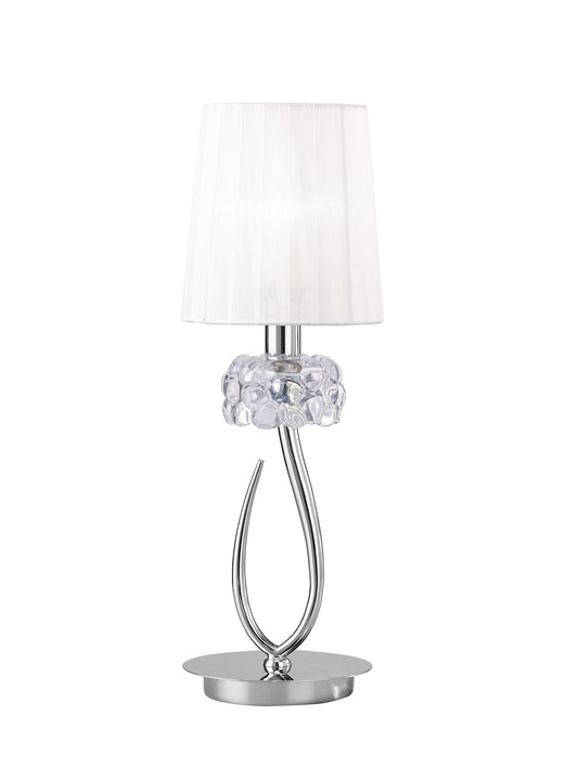 Loewe Table Lamp 1 Light E14 Small, Polished Chrome With White Shade by Mantra