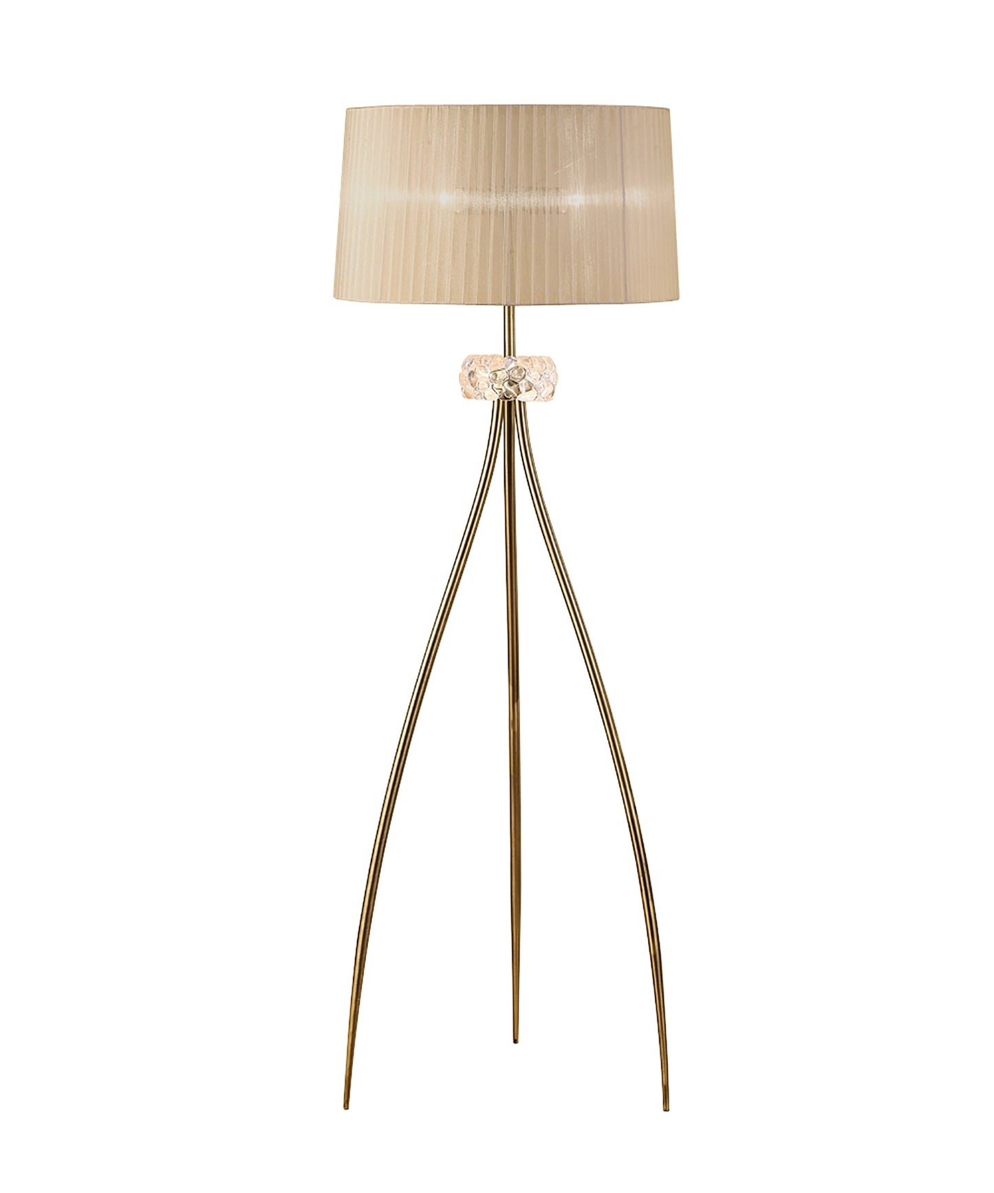 Loewe Floor Lamp 3 Light E27, Antique Brass With Soft Bronze Shade by Mantra